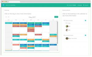 Main calendar showing pet bookings per month